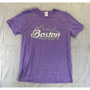 Boston Tourist TShirt Purple Lilac Womens Medium USA Massachusetts Travel Tee